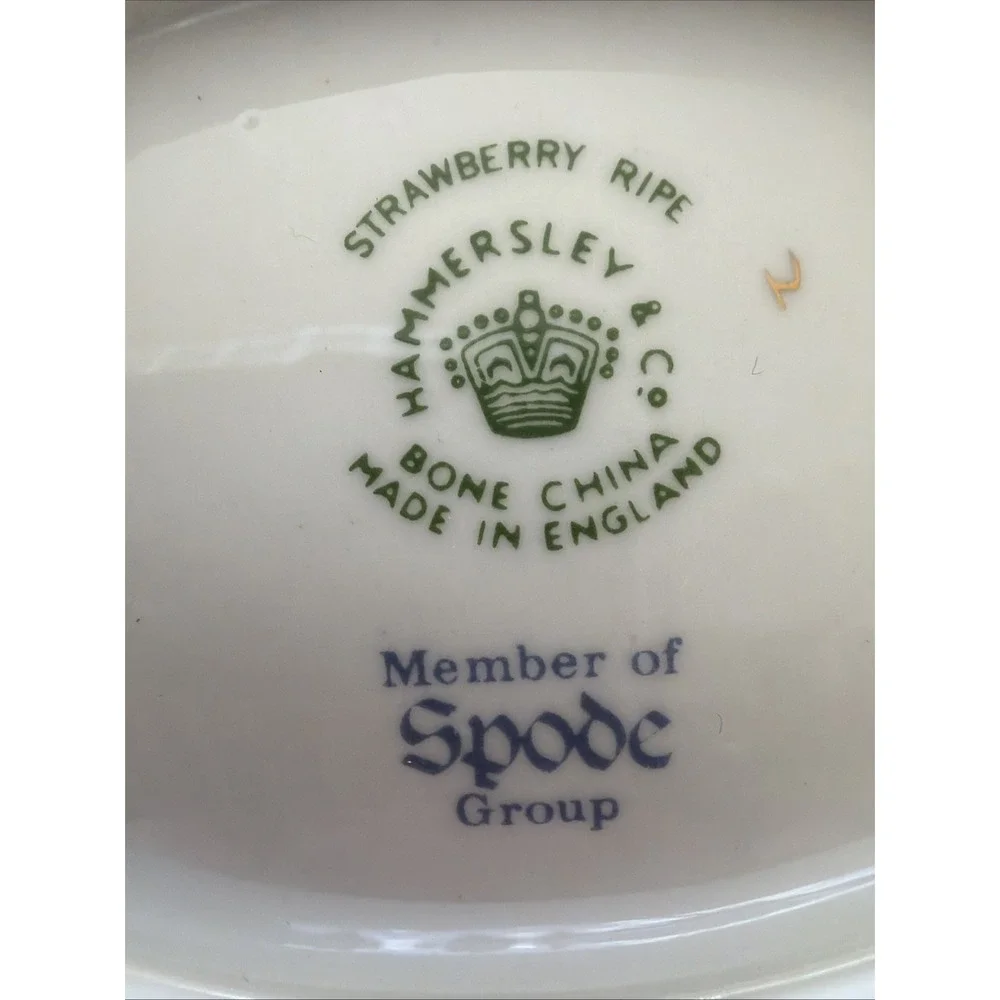 Vintage Hammersley & Co England Bone China Strawberry Ripe Bon Bon Trinket Tray